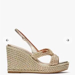 kate spade Gold Rope-Detail Wedge Sandals
